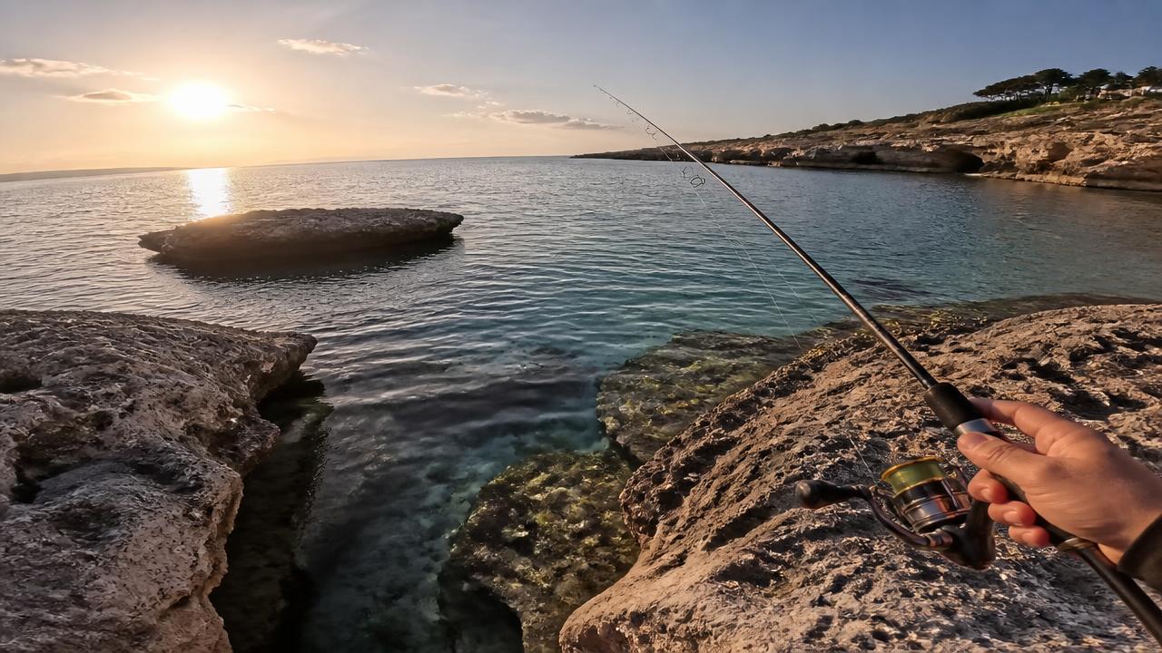 Clear rocky coastline near Coral Bay Paphos suited to light rock fishing